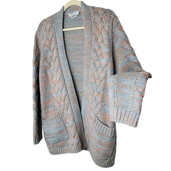 Gabriela Hearst Aguirre Blue Peach Cable Knit Cashmere Cardigan Sweater Large - Picture 1 of 10